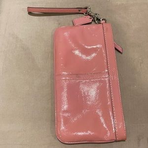 Pink patent leather Coach wristlet